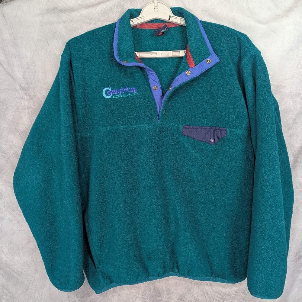 Port Authority Large Fleece Pullover With Snaps Embroidered COWGIRL UP Logo